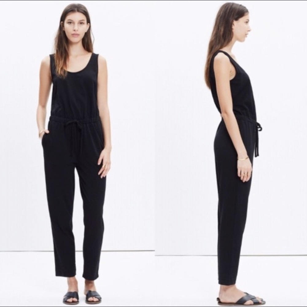MADEWELL COTTON BLACK JERSEY JUMPSUIT